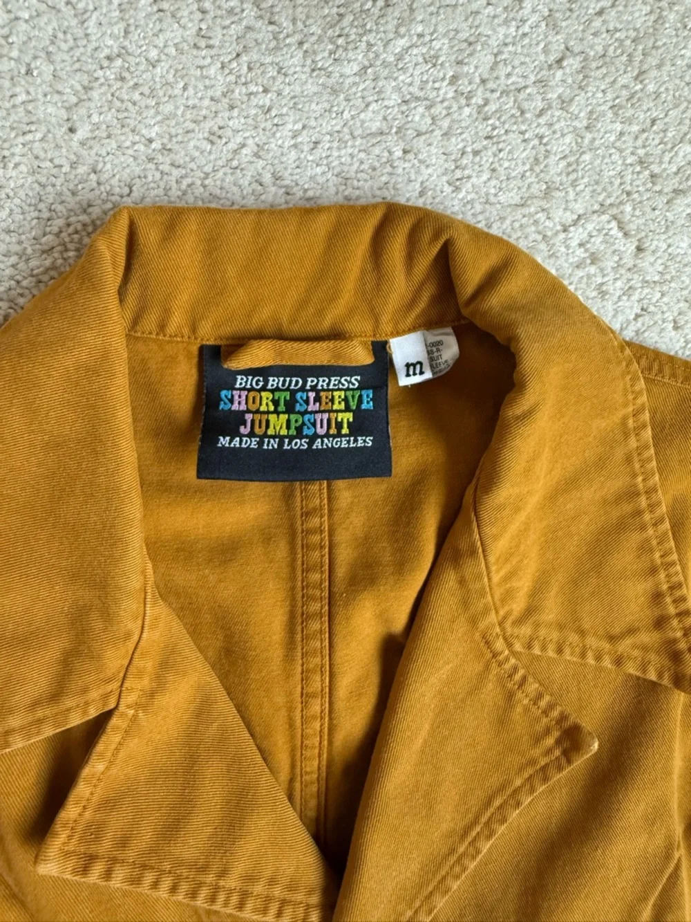 Big Bud Press shortsleeved jumpsuit mustard yellow sz M - Picture 10 of 11